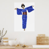 Blue Kimono Geisha Poster (Keuken)