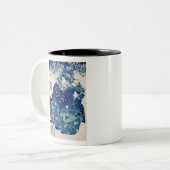 Blue Kimono Woman Japanse ukiyo-e stijl Tweekleurige Koffiemok (Voorkant links)