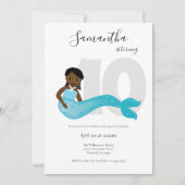 Blue Kinder Mermaid Birthday Uitnodiging (Voorkant)