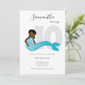 Blue Kinder Mermaid Birthday Uitnodiging (Staand voorkant)