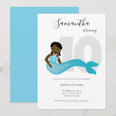 Blue Kinder Mermaid Birthday Uitnodiging (Voorkant / Achterkant)