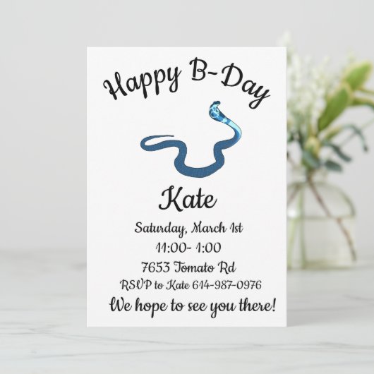 Blue King Cobra Happy B-day Kaart (Staand voorkant)
