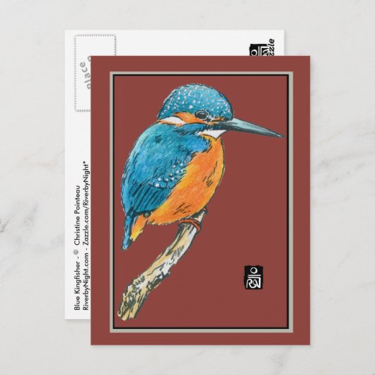 Blue Kingfisher Bird Briefkaart (Voorkant / Achterkant)