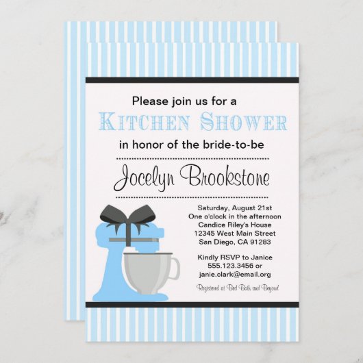 Blue Kitchen Bridal doucheuitnodiging voor bruilof Kaart (Voorkant / Achterkant)