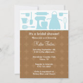 Blue Kitchen Bridal Shower-uitnodiging Kaart (Voorkant)