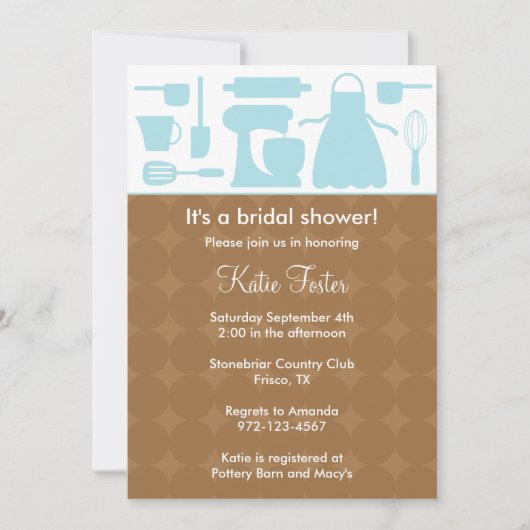 Blue Kitchen Bridal Shower-uitnodiging Kaart (Voorkant)