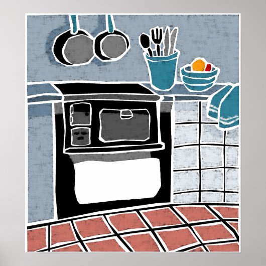 Blue Kitchen Poster (Voorkant)