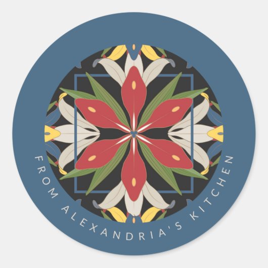 Blue Kitchen Tegel Design | uit de keuken van Ronde Sticker (Voorkant)