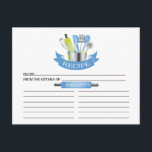 Blue Kitchen Tools Vrijgezellenfeest Recept Kaarte Briefkaart<br><div class="desc">Modern Vrijgezellenfeest keukengerei Recept Kaarten met blauw keukengerei met een stijlvolle banner met de tekst "recipe" op een witte achtergrond en een deegroller. De voorkant van onze receptenkaart biedt ruimte voor een receptentitel, uit de keuken van ingrediënten en ruimte. Flip onze receptenkaart over naar uitzicht richtingen, voorbereidingstijd en totale tijd....</div>
