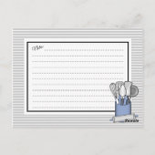 Blue Kitchen Utensil Caddy Rolling Pin Recept Kaar Briefkaart (Achterkant)