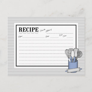 Blue Kitchen Util Caddy Rolling Pin Recipcard Briefkaart