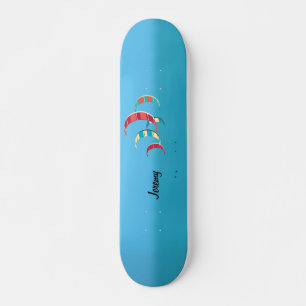 Blue Kite Surfing Thleing Skateboard