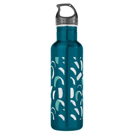 Blue Kiteboarding Kites en Lines Surf Pattern Waterfles (Achterkant)