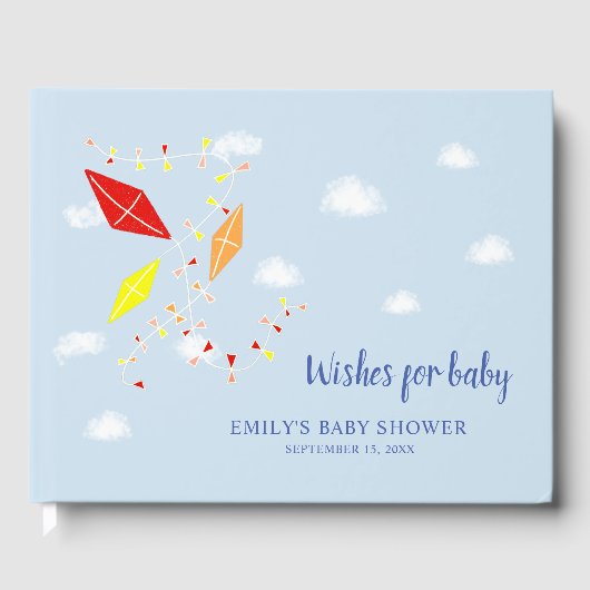 Blue Kites Baby shower Wensen voor Baby Gastenboek (Voorkant)