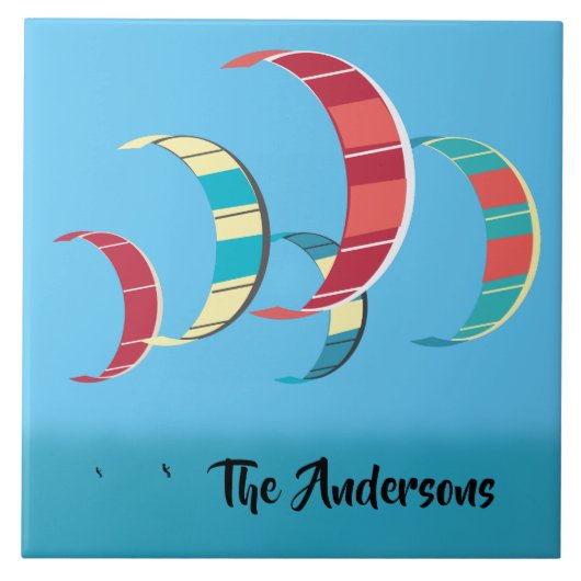 Blue Kitesurfing/Kiteboarding Tegeltje (Voorkant)