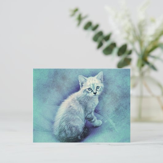 Blue Kitten | ABSTRACT | WATERVERF Briefkaart (Staand voorkant)