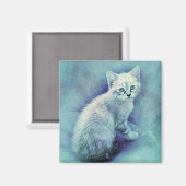 Blue Kitten | ABSTRACT | WATERVERF Magneet (Voorkant / Achterkant)