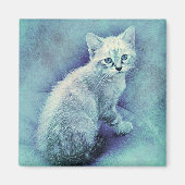 Blue Kitten | ABSTRACT | WATERVERF Magneet (Voorkant)