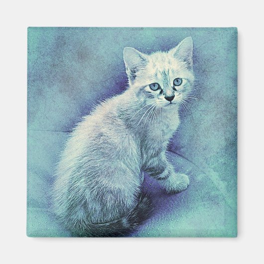 Blue Kitten | ABSTRACT | WATERVERF Magneet (Voorkant)