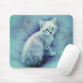 Blue Kitten | ABSTRACT | WATERVERF Muismat (Met muis)