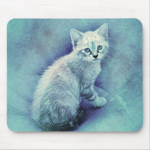 Blue Kitten ABSTRACT WATERVERF Muismat
