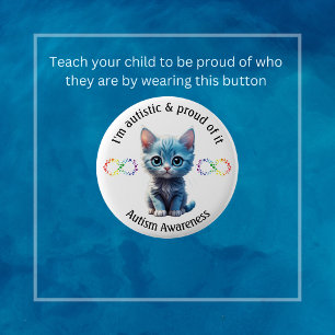 Blue Kitten Autisme Bewustzijn Button