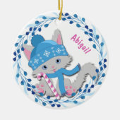 Blue Kitten Wreath Kinderen Keramisch Ornament (Voorkant)