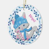Blue Kitten Wreath Kinderen Keramisch Ornament (Links)