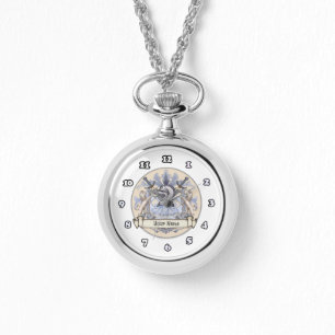 Blue Knight Family Crest Achternaam Horloge
