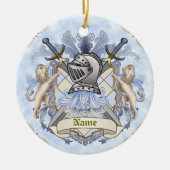 Blue Knight Family Crest Achternaam Keramisch Ornament (Voorkant)