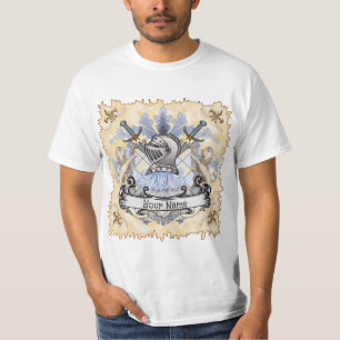 Blue Knight Family Crest Achternaam T-shirt
