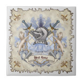 Blue Knight Family Crest Achternaam Tegeltje (Voorkant)