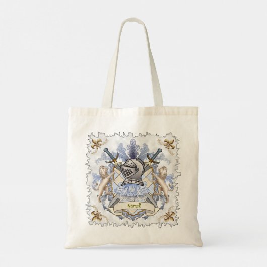 Blue Knight Family Crest Achternaam Tote Bag (Achterkant)
