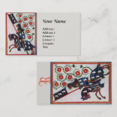 BLUE KNIGHT HORSEBACK Middeleeuws monogram Visitekaartje (Voorkant / Achterkant)