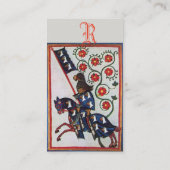BLUE KNIGHT HORSEBACK Middeleeuws monogram Visitekaartje (Achterkant)
