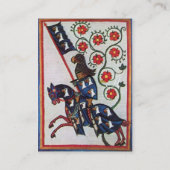 BLUE KNIGHT HORSEBACK Red Roses Medieval Pearl Visitekaartje (Achterkant)