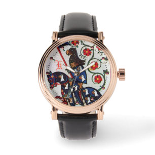 BLUE KNIGHT MEDIEVAL MINIATURE MONOGRAM HORLOGE