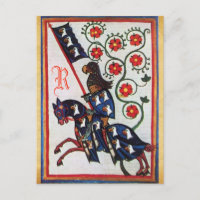 BLUE KNIGHT MEDIEVAL PARCHMENT MONOGRAM
