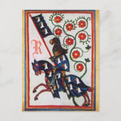 BLUE KNIGHT MEDIEVAL PARCHMENT MONOGRAM BRIEFKAART (Voorkant)
