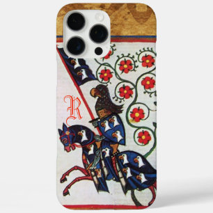BLUE KNIGHT MEDIEVAL PARCHMENT MONOGRAM iPhone 16 PRO MAX HOESJE