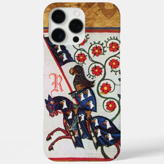 BLUE KNIGHT MEDIEVAL PARCHMENT MONOGRAM Case-Mate iPhone CASE (Achterkant)