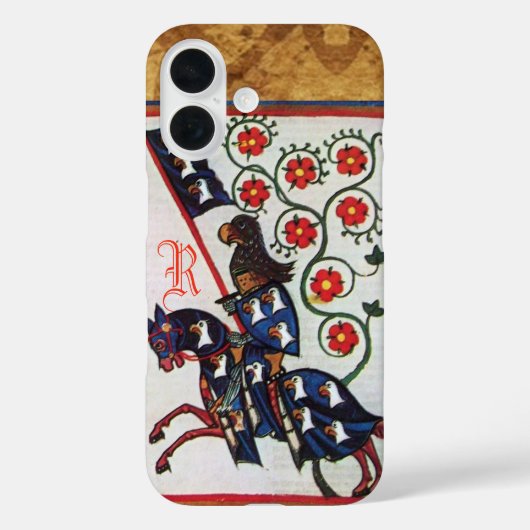 BLUE KNIGHT MEDIEVAL PARCHMENT MONOGRAM Case-Mate iPhone CASE (Achterkant)