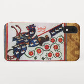 BLUE KNIGHT MEDIEVAL PARCHMENT MONOGRAM Case-Mate iPhone CASE (Achterkant (horizontaal))