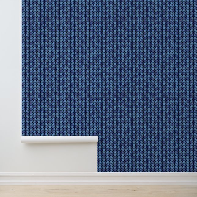 Blue Knit Pattern Behang (Applicatie)