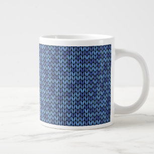 Blue Knit Pattern Grote Koffiekop