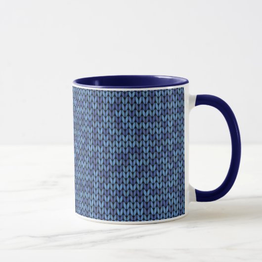Blue Knit Pattern Mok (Rechts)