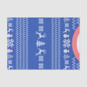 Blue Knit Winter Kerstfeestdag Sweater Custom Tissuepapier (Voorkant)