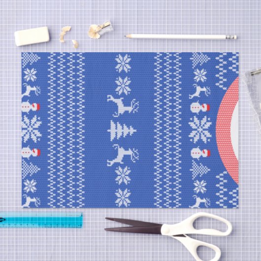 Blue Knit Winter Kerstfeestdag Sweater Custom Tissuepapier (Craft)