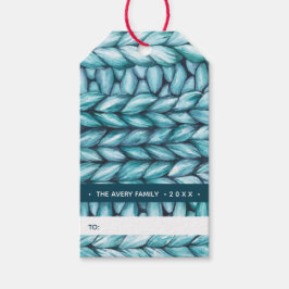 Blue Knitted Christmas Cadeaulabel