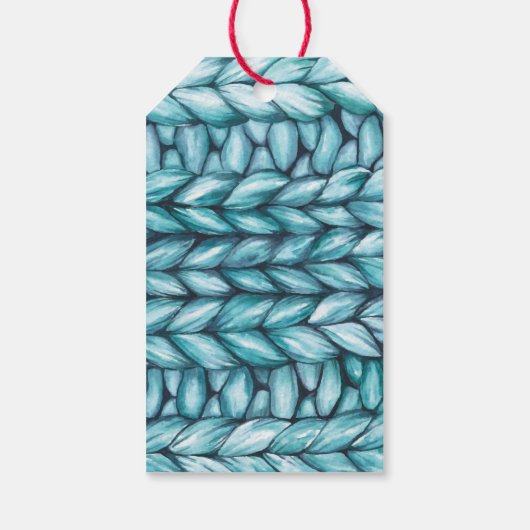 Blue Knitted Christmas Cadeaulabel (Achterkant)